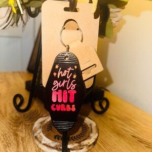 Black and Pink Motel Keychain “Hot Girls Hit CUrbs”